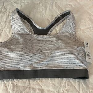 NWT Ava sports bra gray white stripe medium